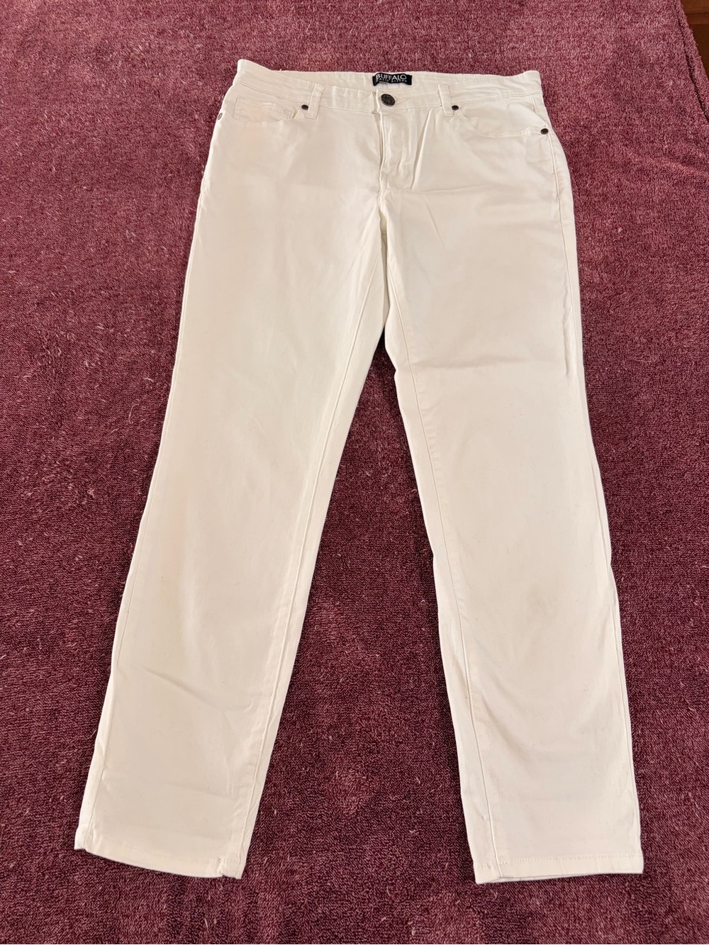 Buffalo David Bitton White Mid- Rise Stretch Skinny Ankle Jeans